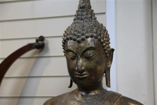 A large Thai gilt bronze standing figure of Buddha, possibly Mandalay period, 19th century, height 193.5cm